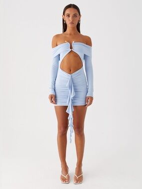 PEPPERMAYO Aniston cut out long sleeve Mini Dress - Blue size 6